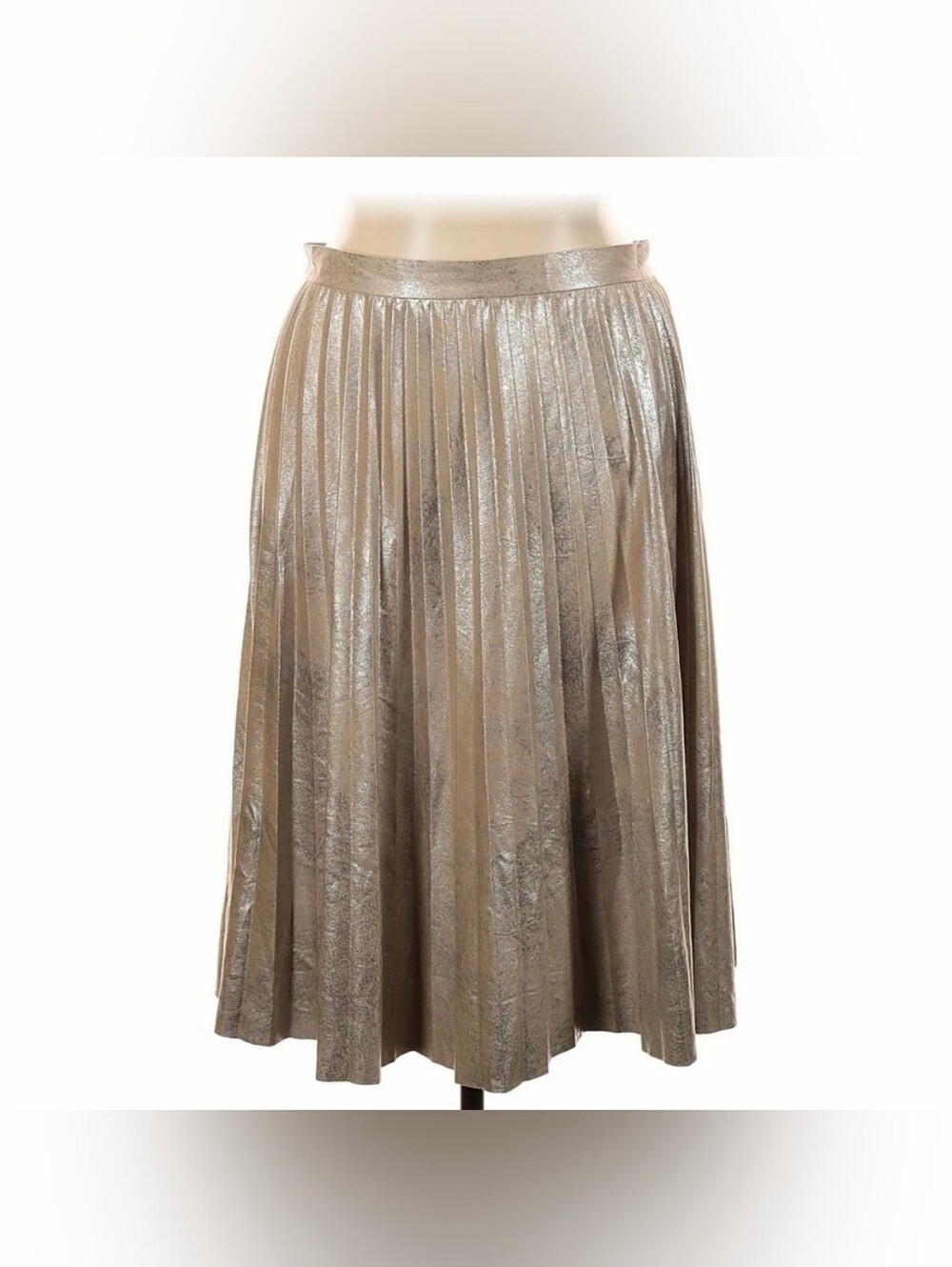 Anthropologie Maeve Metallic Pleated Midi Skirt - Champagne Gold Size Large EUC - Picture 7 of 10